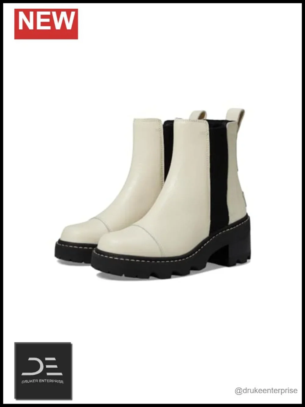Women's Leather Chelsea Boots - Winter Ankle Booties, Block Heel, Water